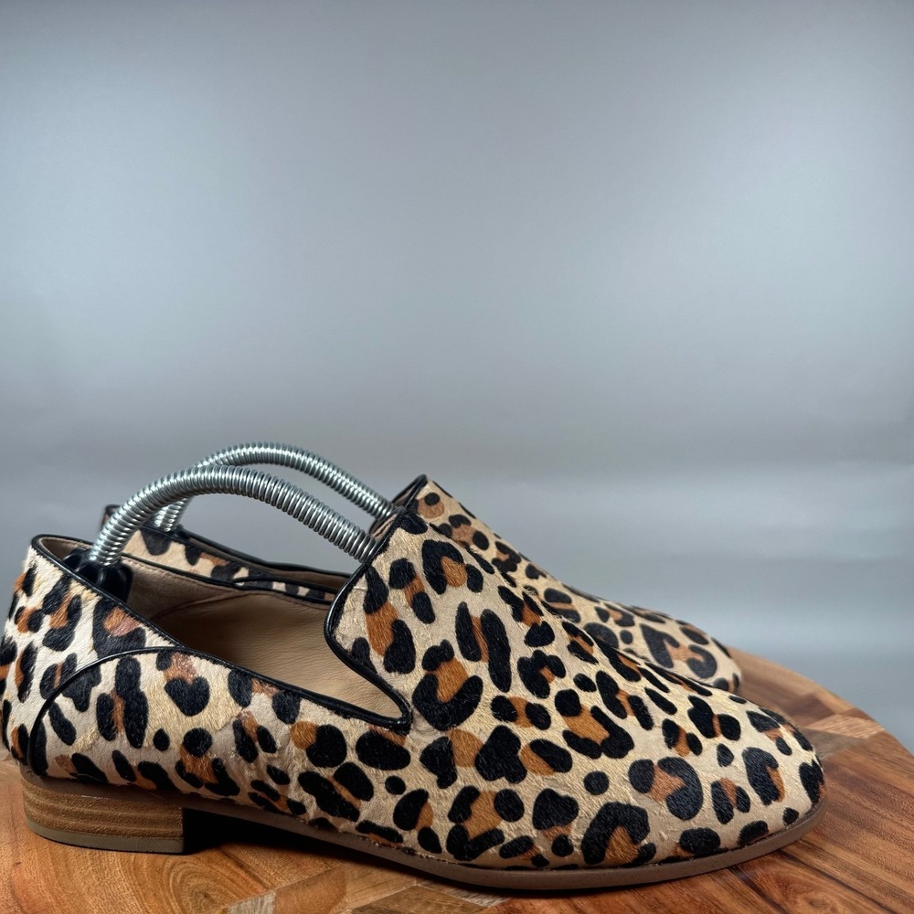Clarks Pure Viola Leopard Print Calf Hair Loafers Womens 6.5 M Animal Print Flat